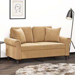 Vidaxl - Divano a 2 Posti con Cuscini Marrone 120 cm in Velluto 72120
