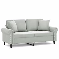 vidaXL Divano a 2 Posti con Cuscini Grigio Chiaro 140 cm in Velluto - Vista aggiuntiva 2