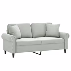 vidaXL Divano a 2 Posti con Cuscini Grigio Chiaro 140 cm in Velluto - Vista aggiuntiva 3