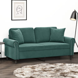 vidaXL Divano a 2 Posti con Cuscini Verde Scuro 140 cm in Velluto
