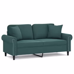 vidaXL Divano a 2 Posti con Cuscini Verde Scuro 140 cm in Velluto - Vista aggiuntiva 2