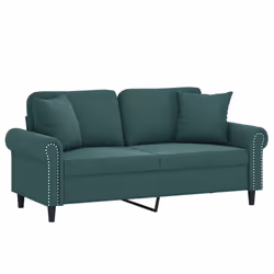 vidaXL Divano a 2 Posti con Cuscini Verde Scuro 140 cm in Velluto - Vista aggiuntiva 3