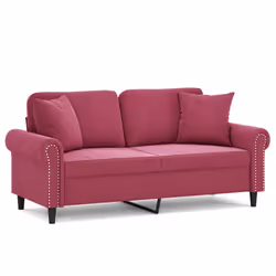 Divano a 2 Posti con Cuscini Rosso Vino 140 cm in Vellutocod mxl 75156 - Vista aggiuntiva 2