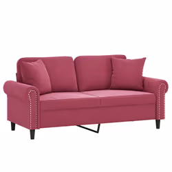 Divano a 2 Posti con Cuscini Rosso Vino 140 cm in Vellutocod mxl 75156 - Vista aggiuntiva 3