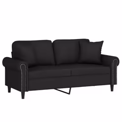 Divano a 2 Posti con Cuscini Nero 140 cm in Vellutocod mxl 123098 - Vista aggiuntiva 3