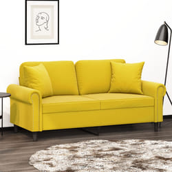 vidaXL Divano a 2 Posti con Cuscini Giallo 140 cm in Velluto