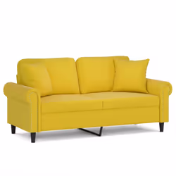 vidaXL Divano a 2 Posti con Cuscini Giallo 140 cm in Velluto - Vista aggiuntiva 2