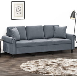 Vidaxl - Divano a 3 Posti con Cuscini Grigio Scuro 180 cm in Velluto