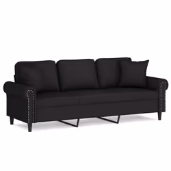 Divano a 3 Posti con Cuscini Nero 180 cm in Vellutocod mxl 99164 - Vista aggiuntiva 2