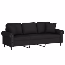 Divano a 3 Posti con Cuscini Nero 180 cm in Vellutocod mxl 99164 - Vista aggiuntiva 3