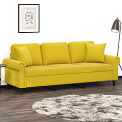 Vidaxl - Divano a 3 Posti con Cuscini Giallo 180 cm in Velluto 20213