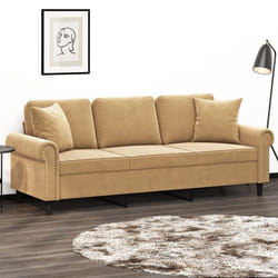 Divano a 3 Posti con Cuscini Marrone 180 cm in Vellutocod mxl 99167