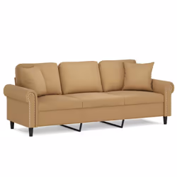 Divano a 3 Posti con Cuscini Marrone 180 cm in Vellutocod mxl 99167 - Vista aggiuntiva 2