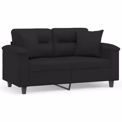 Divano a 2 Posti con Cuscini Nero 120 cm Tessuto Microfibracod mxl 75187 - Vista aggiuntiva 2