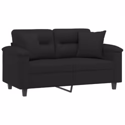 Divano a 2 Posti con Cuscini Nero 120 cm Tessuto Microfibracod mxl 75187 - Vista aggiuntiva 3