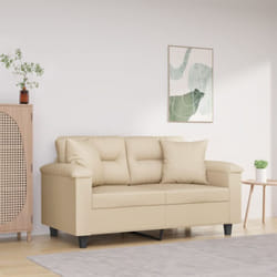 Divano a 2 Posti con Cuscini Crema 120 cm Tessuto Microfibra Vidaxl 58964
