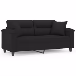Divano a 2 Posti con Cuscini Nero 140 cm Tessuto Microfibracod mxl 99181 - Vista aggiuntiva 2