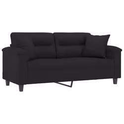 Divano a 2 Posti con Cuscini Nero 140 cm Tessuto Microfibracod mxl 99181 - Vista aggiuntiva 3