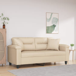 Divano a 2 Posti con Cuscini Crema 140 cm Tessuto Microfibracod mxl 75193