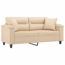 Divano a 2 Posti con Cuscini Crema 140 cm Tessuto Microfibracod mxl 75193 - Vista aggiuntiva 3