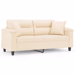 Divano a 2 Posti con Cuscini Beige 140 cm Tessuto Microfibracod mxl 99180 - Vista aggiuntiva 2