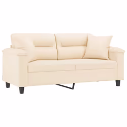 Divano a 2 Posti con Cuscini Beige 140 cm Tessuto Microfibracod mxl 99180 - Vista aggiuntiva 3