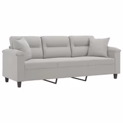 Divano a 3 Posti con Cuscini Grigio Chiaro 180 cm Microfibracod mxl 123125 - Vista aggiuntiva 3