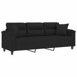 Divano a 3 Posti con Cuscini Nero 180 cm Tessuto Microfibracod mxl 75202 - Vista aggiuntiva 3
