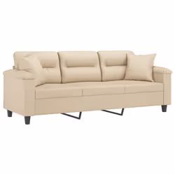 Divano a 3 Posti con Cuscini Crema 180 cm Tessuto Microfibracod mxl 99182 - Vista aggiuntiva 3