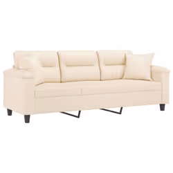 Divano a 3 Posti con Cuscini Beige 180 cm Tessuto Microfibracod mxl 75195 - Vista aggiuntiva 3