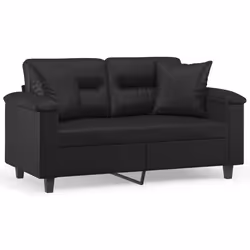 Divano a 2 Posti con Cuscini Nero 120 cm in Similpellecod mxl 96774 - Vista aggiuntiva 2