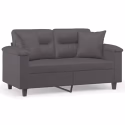 vidaXL Divano a 2 Posti con Cuscini Grigio 120 cm in Similpelle - Vista aggiuntiva 2