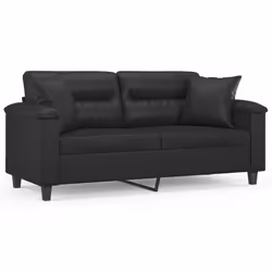Divano a 2 Posti con Cuscini Nero 140 cm in Similpellecod mxl 96775 - Vista aggiuntiva 2