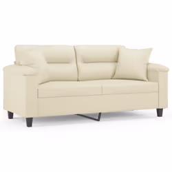 vidaXL Divano a 2 Posti con Cuscini Crema 140 cm in Similpelle - Vista aggiuntiva 2