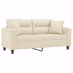 vidaXL Divano a 2 Posti con Cuscini Crema 140 cm in Similpelle - Vista aggiuntiva 3