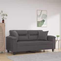 Divano a 2 Posti con Cuscini Grigio 140 cm in Similpellecod mxl 120704