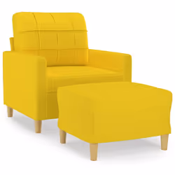 vidaXL Poltrona con Poggiapiedi Giallo Chiaro 60 cm in Tessuto - Vista aggiuntiva 2