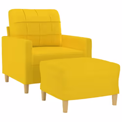 vidaXL Poltrona con Poggiapiedi Giallo Chiaro 60 cm in Tessuto - Vista aggiuntiva 3