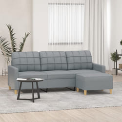 Divano a 3 Posti con Poggiapiedi Grigio Chiaro 180cm in Tessutocod mxl 70995