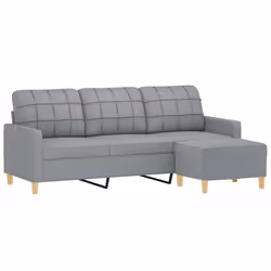 Divano a 3 Posti con Poggiapiedi Grigio Chiaro 180cm in Tessutocod mxl 70995 - Vista aggiuntiva 3