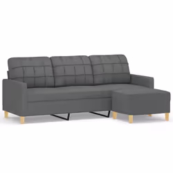 Divano a 3 Posti con Poggiapiedi Grigio Scuro 180cm in Tessutocod mxl 101323 - Vista aggiuntiva 2