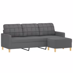 Divano a 3 Posti con Poggiapiedi Grigio Scuro 180cm in Tessutocod mxl 101323 - Vista aggiuntiva 3