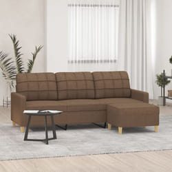 Divano a 3 Posti con Poggiapiedi Marrone 180 cm in Tessuto Vidaxl 8799