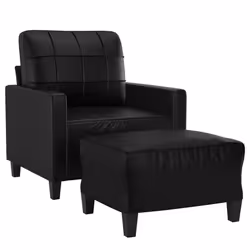 Poltrona con Poggiapiedi Nero 60 cm in Similpellecod mxl 95010 - Vista aggiuntiva 3