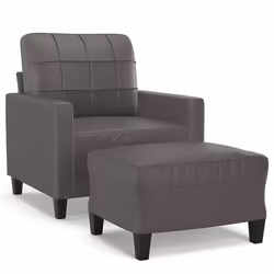 Poltrona con Poggiapiedi Grigio 60 cm in Similpellecod mxl 118952 - Vista aggiuntiva 2