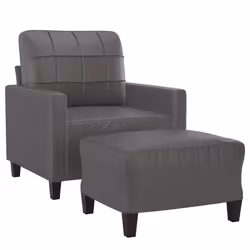 Poltrona con Poggiapiedi Grigio 60 cm in Similpellecod mxl 118952 - Vista aggiuntiva 3