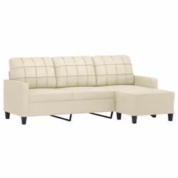 Divano a 3 Posti con Poggiapiedi Crema 180 cm in Similpellecod mxl 77413 - Vista aggiuntiva 3