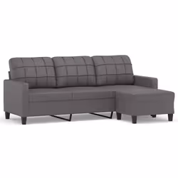 Divano a 3 Posti con Poggiapiedi grigio 180 cm in Similpellecod mxl 95017 - Vista aggiuntiva 2