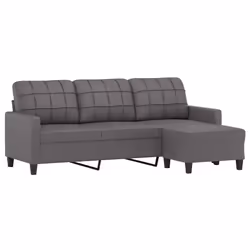 Divano a 3 Posti con Poggiapiedi grigio 180 cm in Similpellecod mxl 95017 - Vista aggiuntiva 3