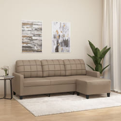 Vidaxl - Divano a 3 Posti con Poggiapiedi Cappuccino 180cm in Similpelle